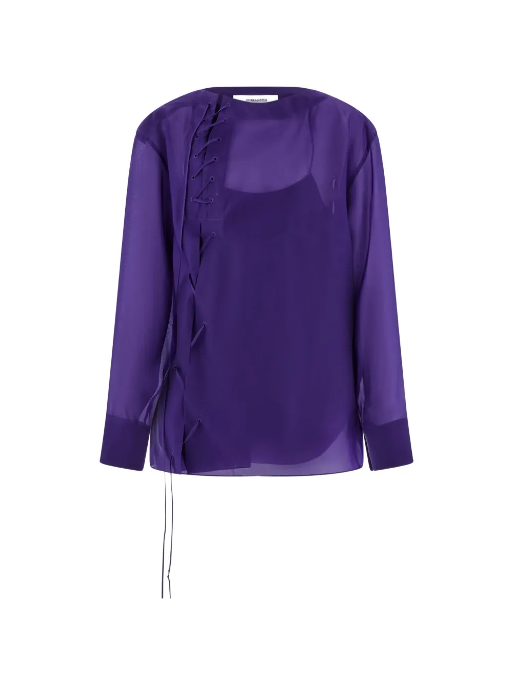 Ferragamo lace-up sheer-panel top