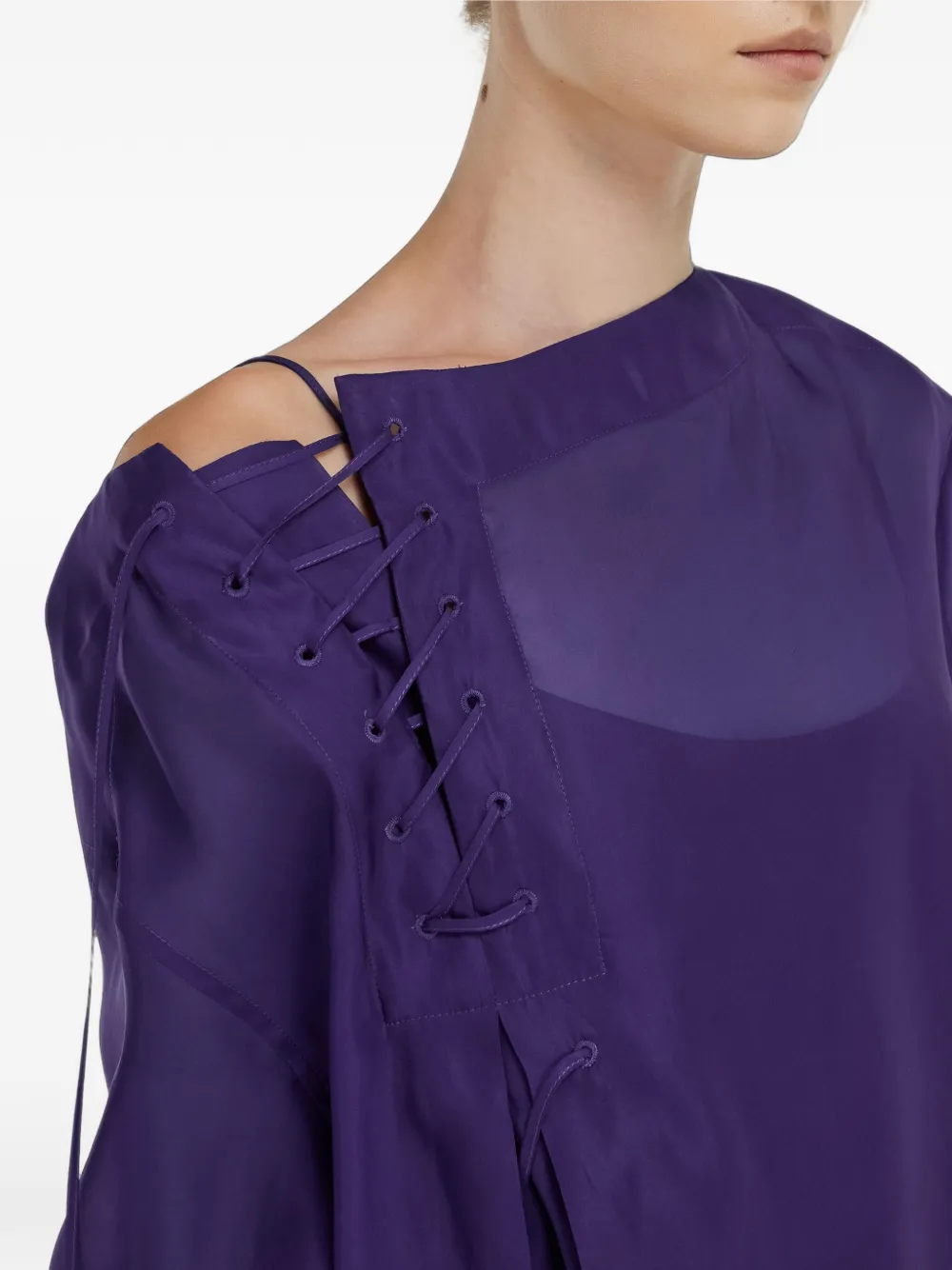 Ferragamo Top met transparant vlak en vetersluiting Paars