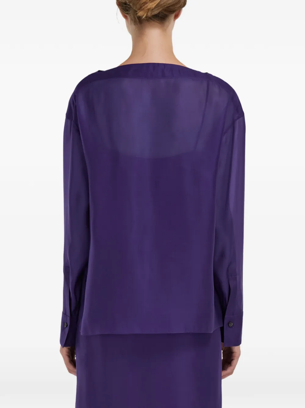 Ferragamo Top met transparant vlak en vetersluiting Paars