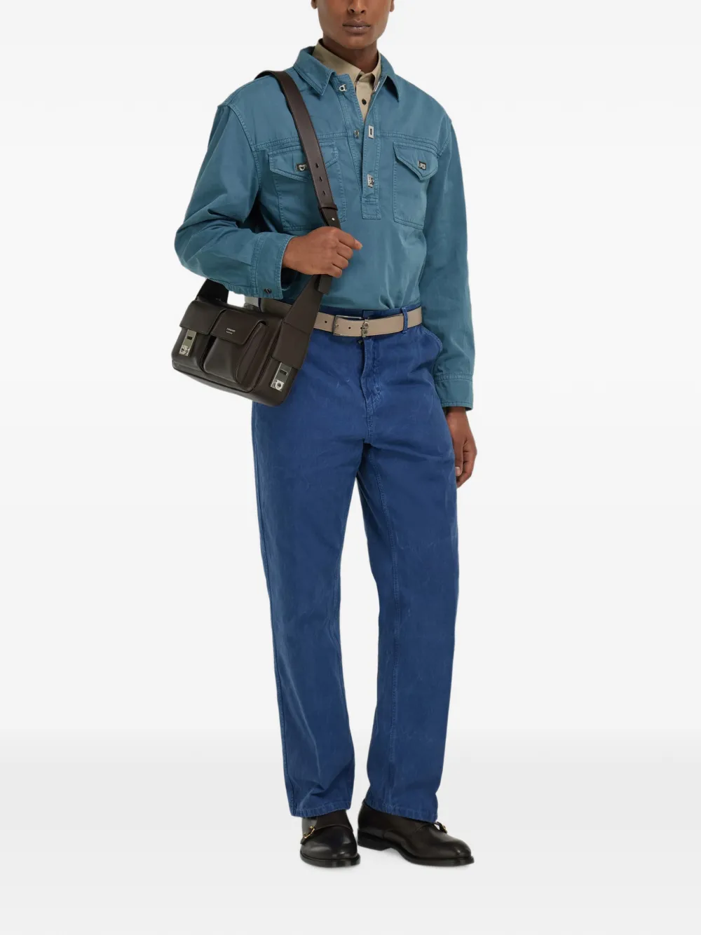 Ferragamo Messengertas met Gancini-sluiting Bruin