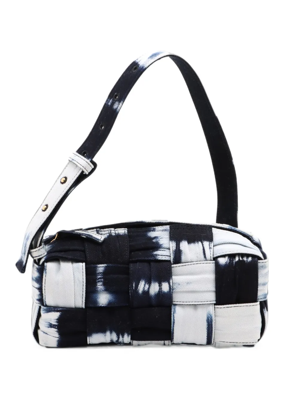 Bottega Veneta Pre-Owned Borsa a spalla Intrecciato Tie Dye Brick Cassette denim 2012-2026 - Bianco