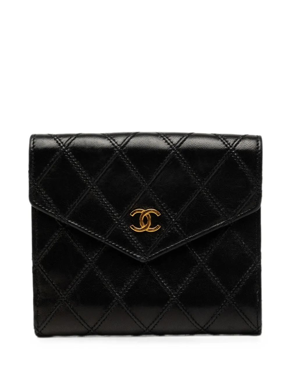 CHANEL Pre-Owned 1996-1997 CC Quilted Lambskin Compact Wallet small wallets - Schwarz