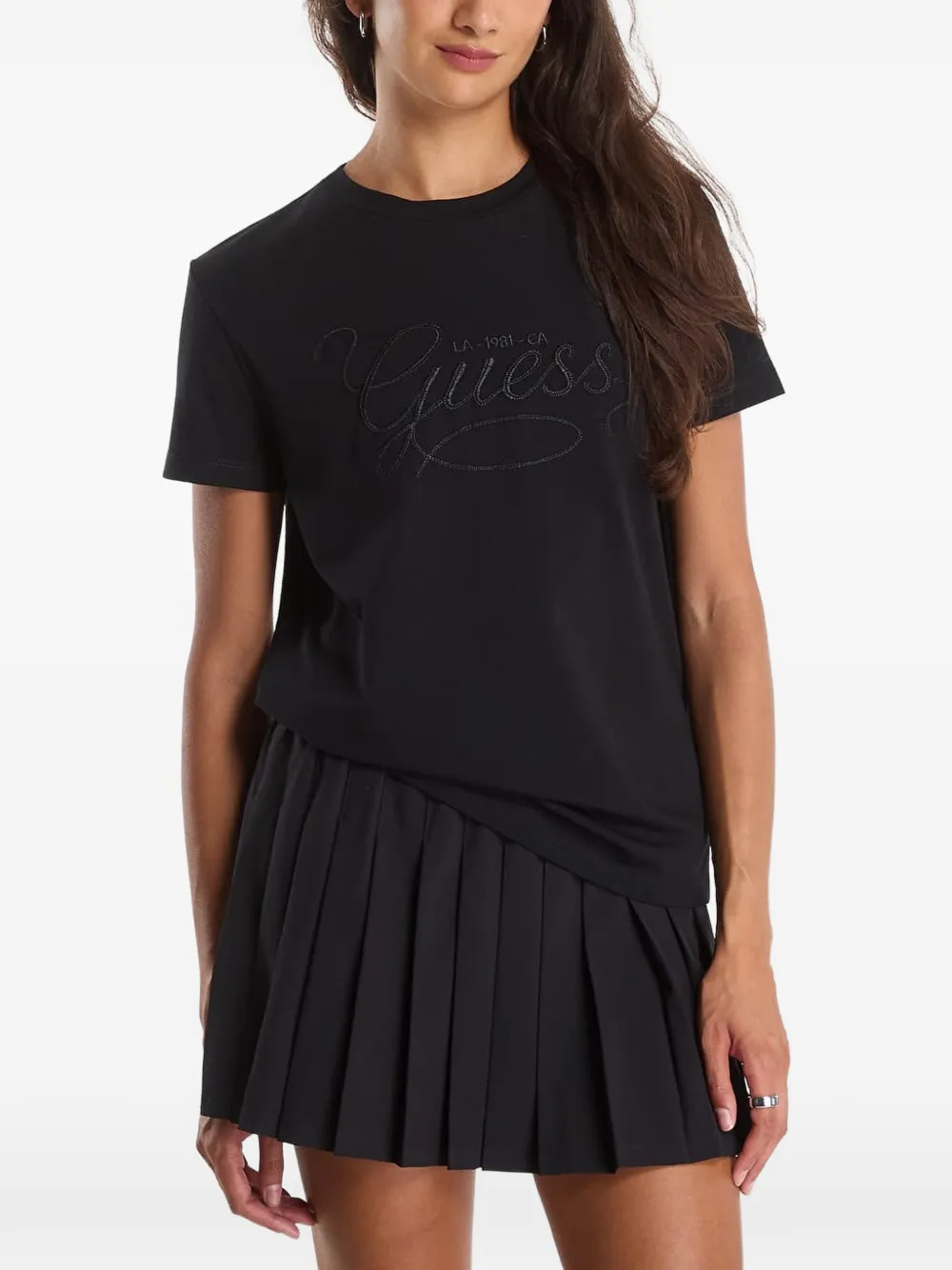 GUESS USA logo-embroidered short-sleeve T-shirt - Nero