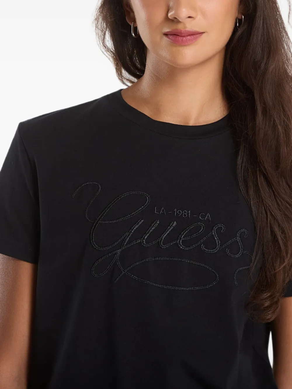 GUESS USA T-shirt met geborduurd logo Zwart
