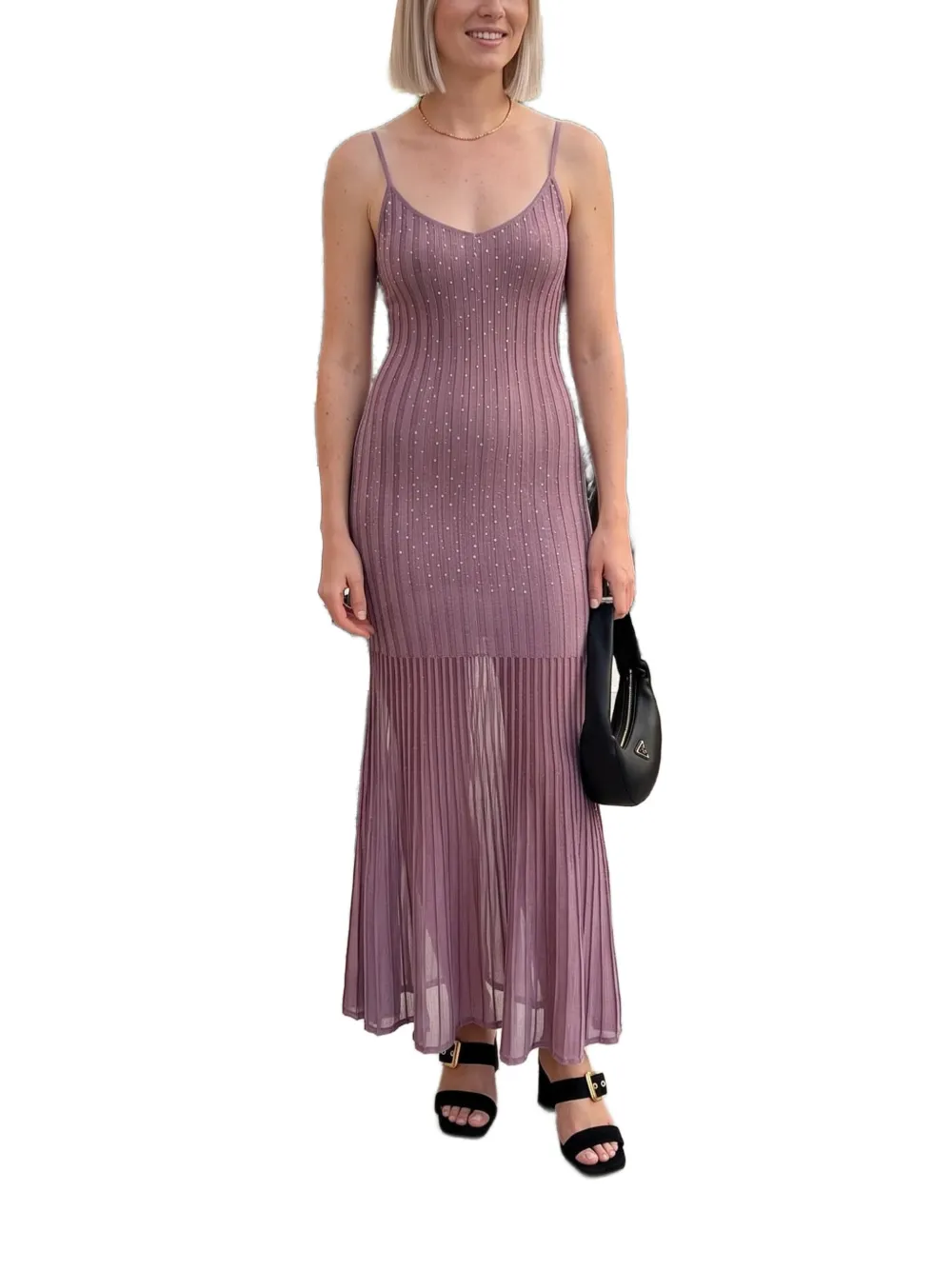 GUESS USA Geribbelde maxi-jurk Paars