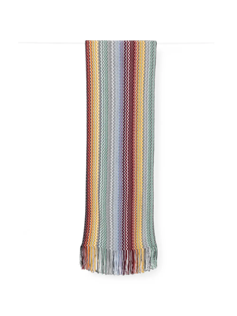 Missoni zig-zag-knit fringed scarf - Grau
