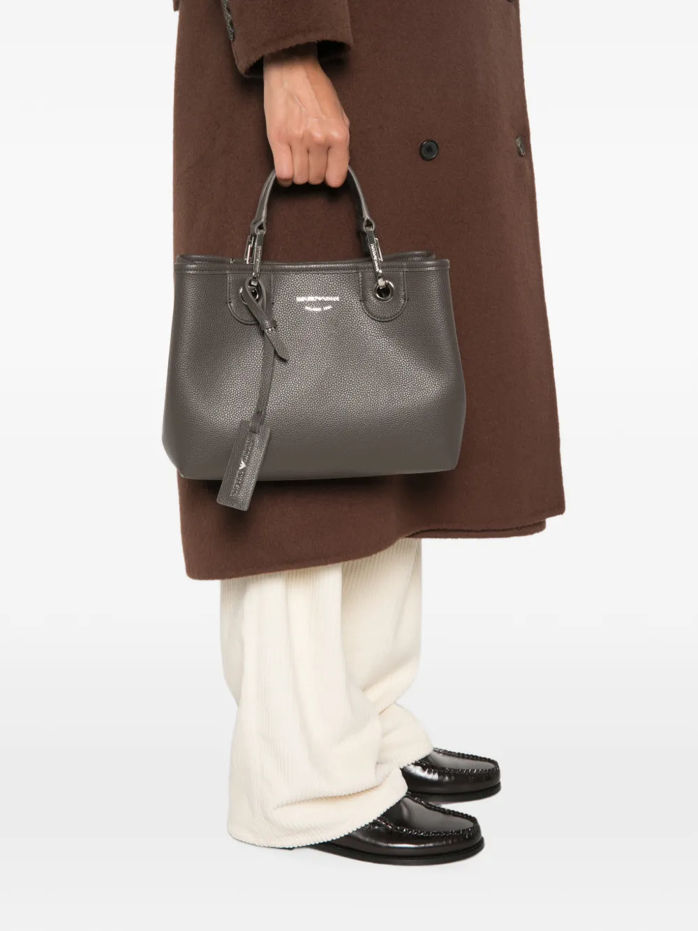 Emporio Armani grained-effect logo-print tote bag Grijs