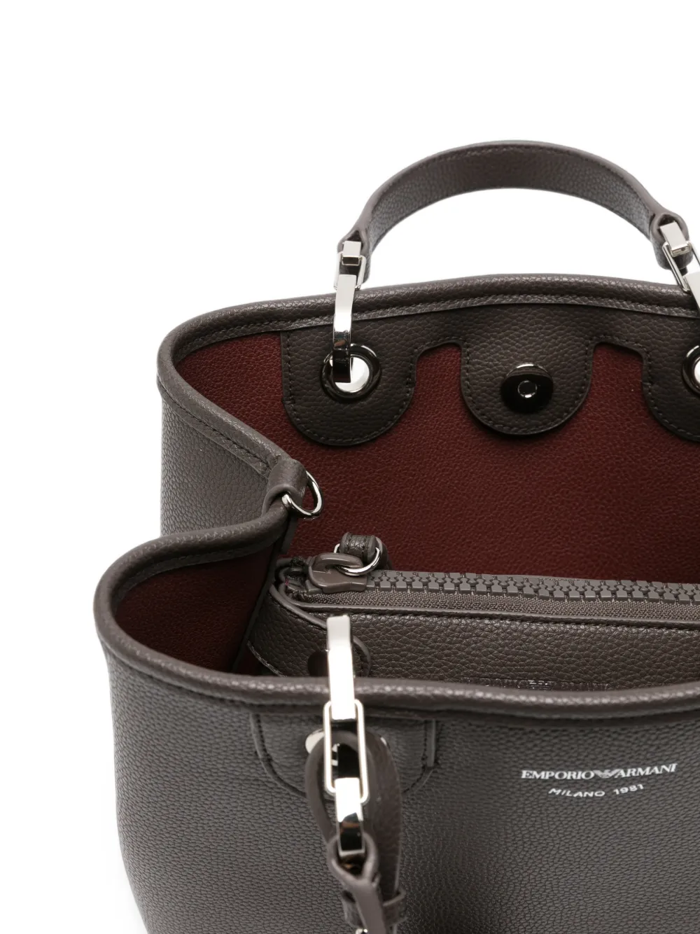 Emporio Armani grained-effect logo-print tote bag Grijs