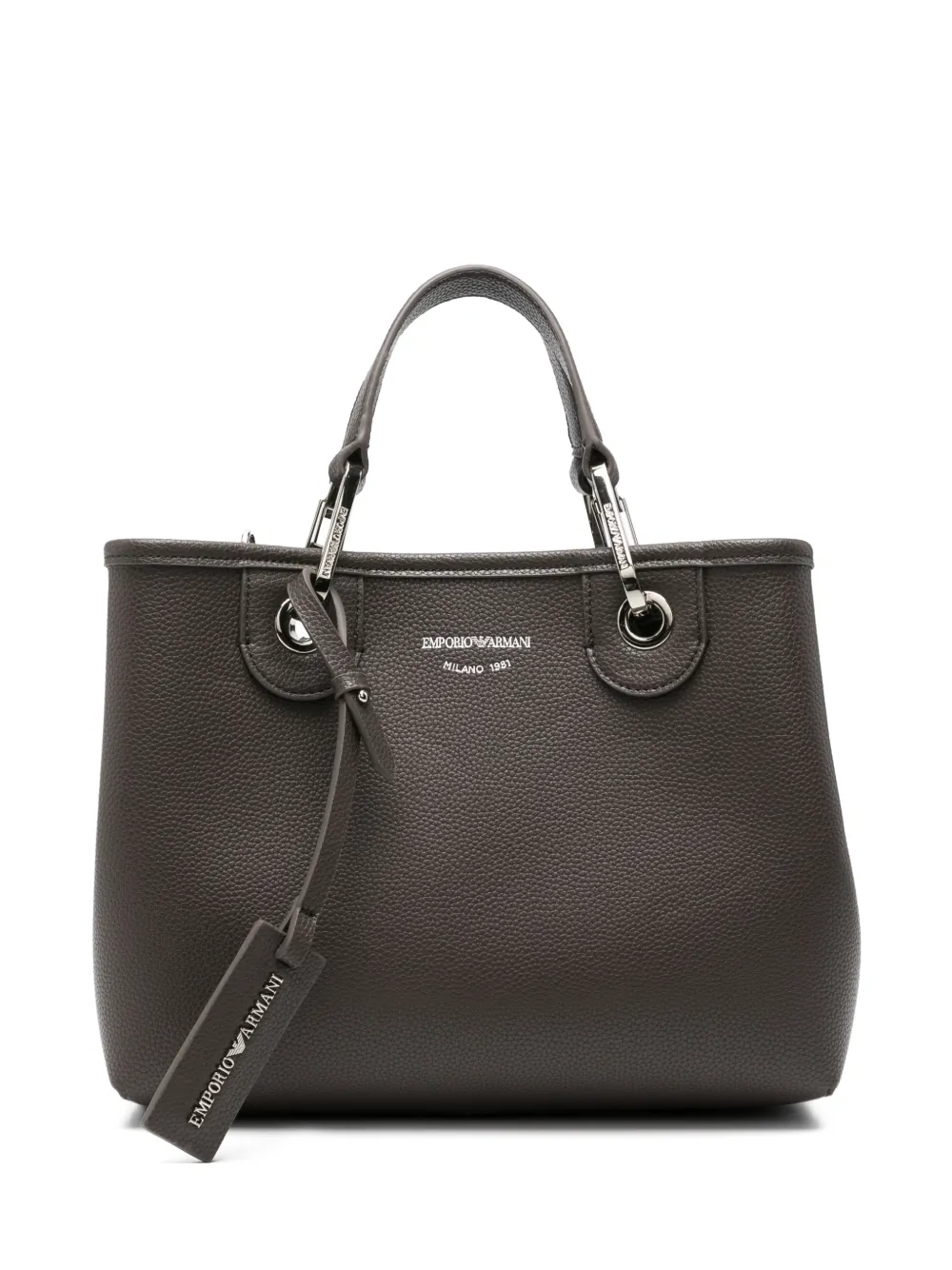 Emporio Armani grained-effect logo-print tote bag Grijs