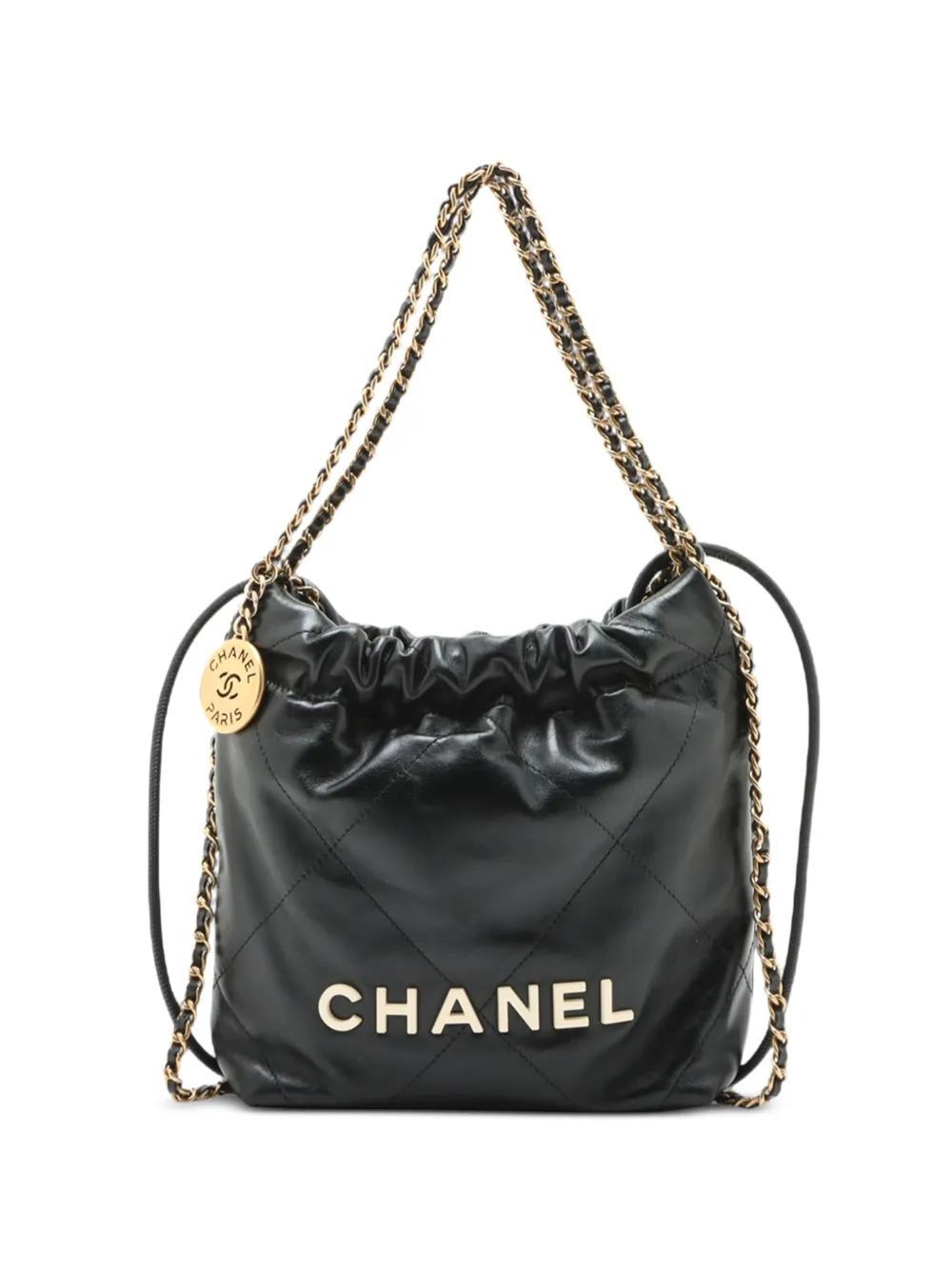 CHANEL Pre-Owned 2021-2026 Mini Shiny Calfskin 22 Handbag satchel - Schwarz