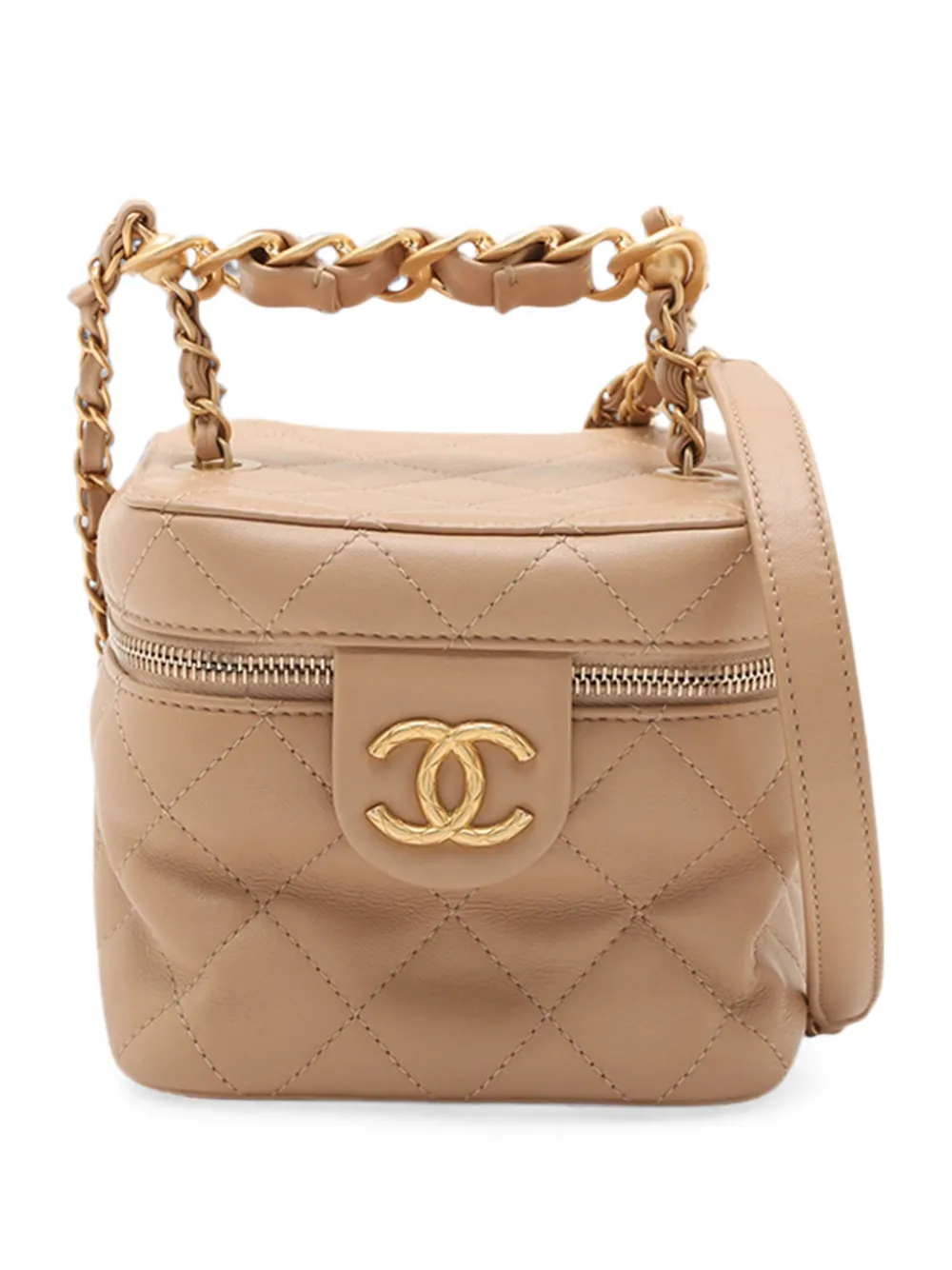 CHANEL Pre-Owned 2021-2026 CC Quilted Lambskin Chain Vanity Case satchel - Nude