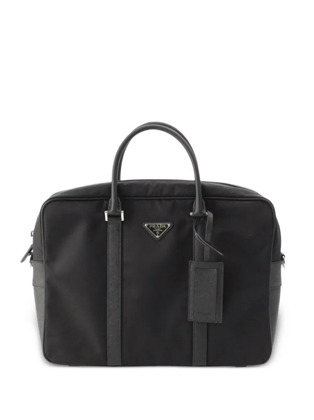 Prada Pre-Owned Borsa tote in tessuto con finiture in pelle Saffiano 2013-2026 - Nero
