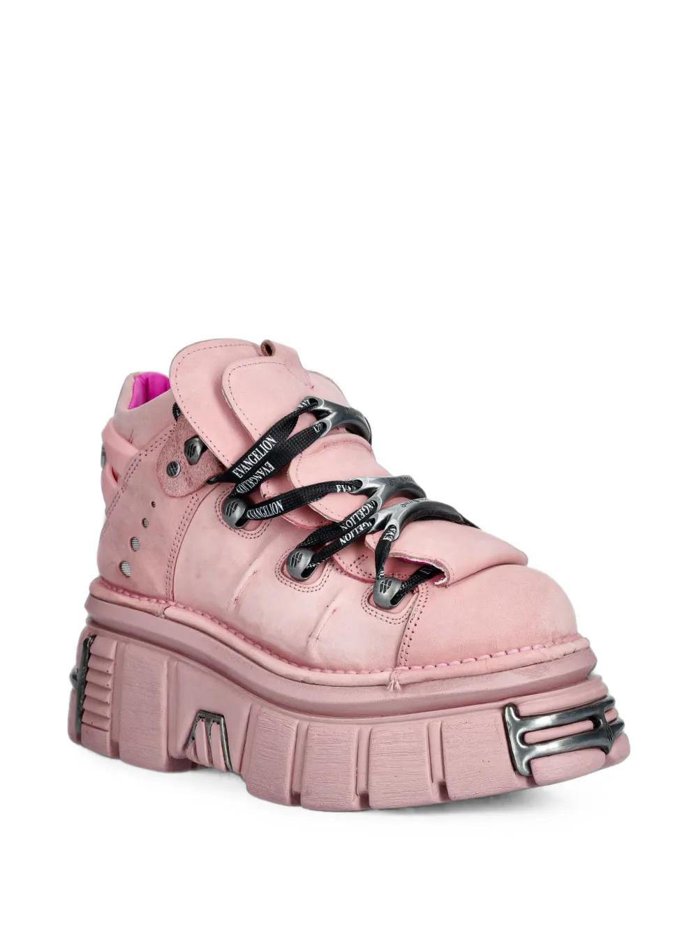 NEW ROCK M-106-CEV164 platform lace-up ankle boots Roze