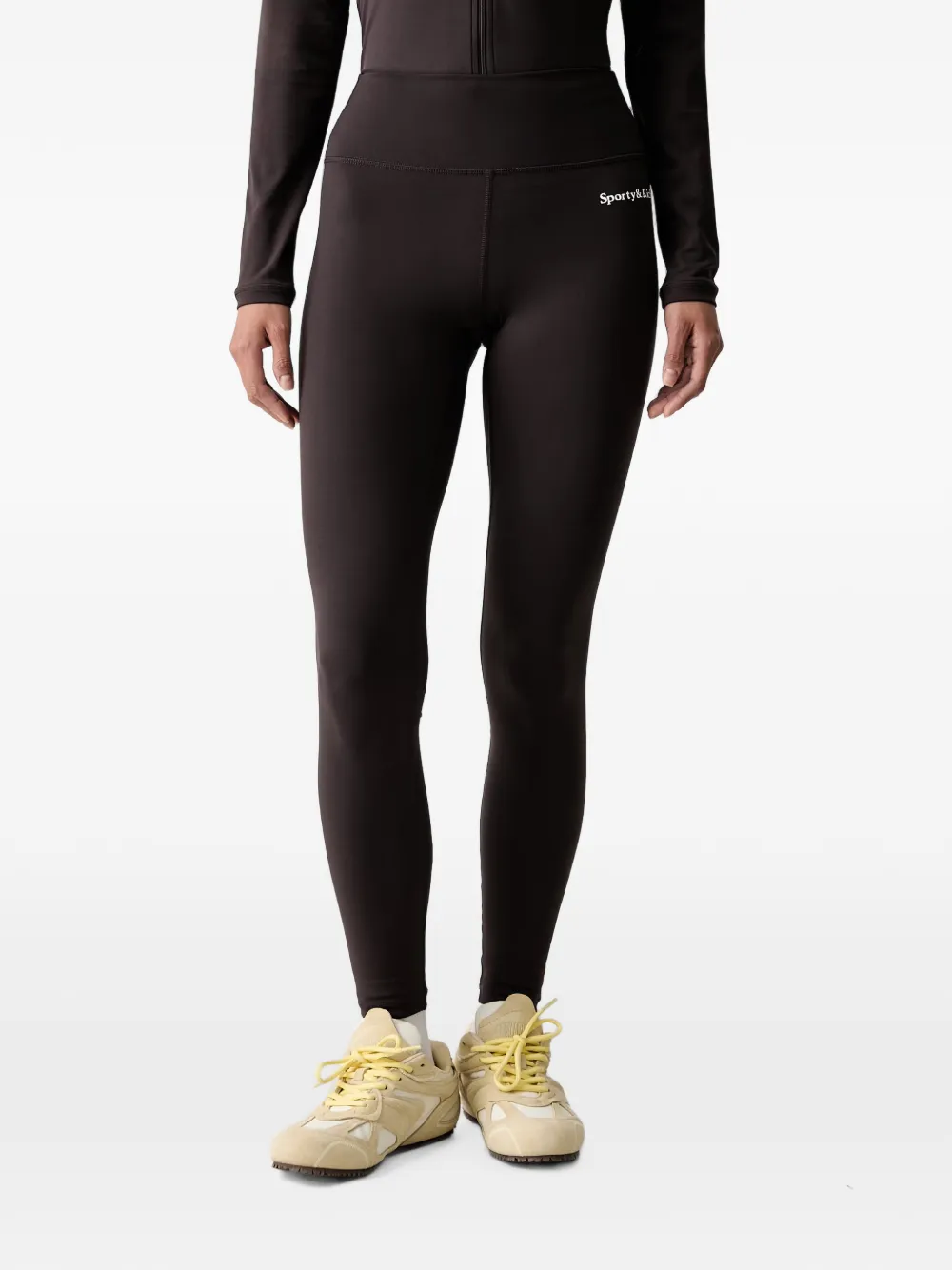 Sporty & Rich Leggings Serif con stampa - Nero