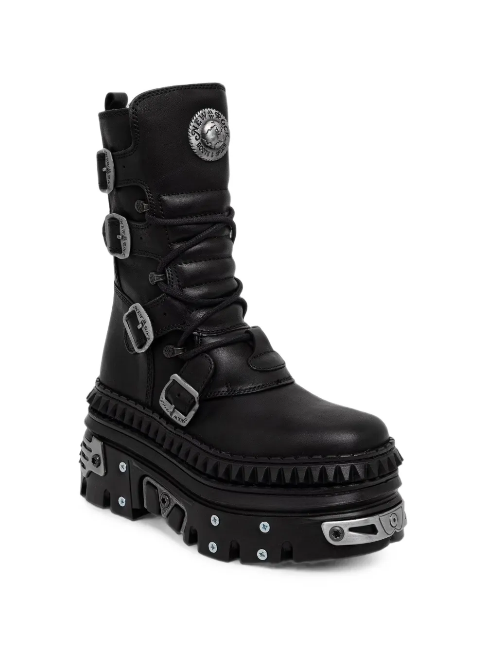 NEW ROCK buckled platform boots Zwart