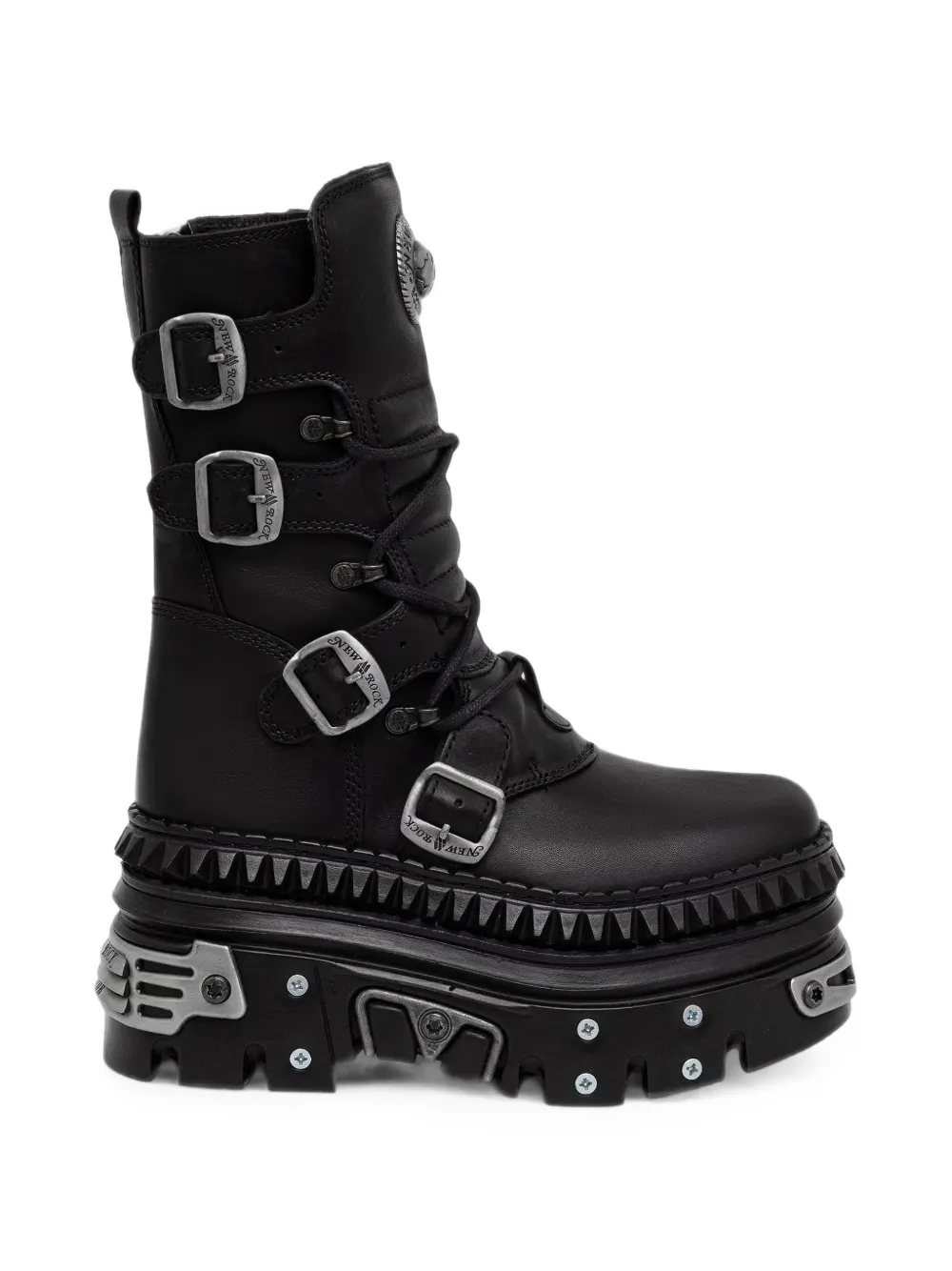 NEW ROCK buckled platform boots Zwart