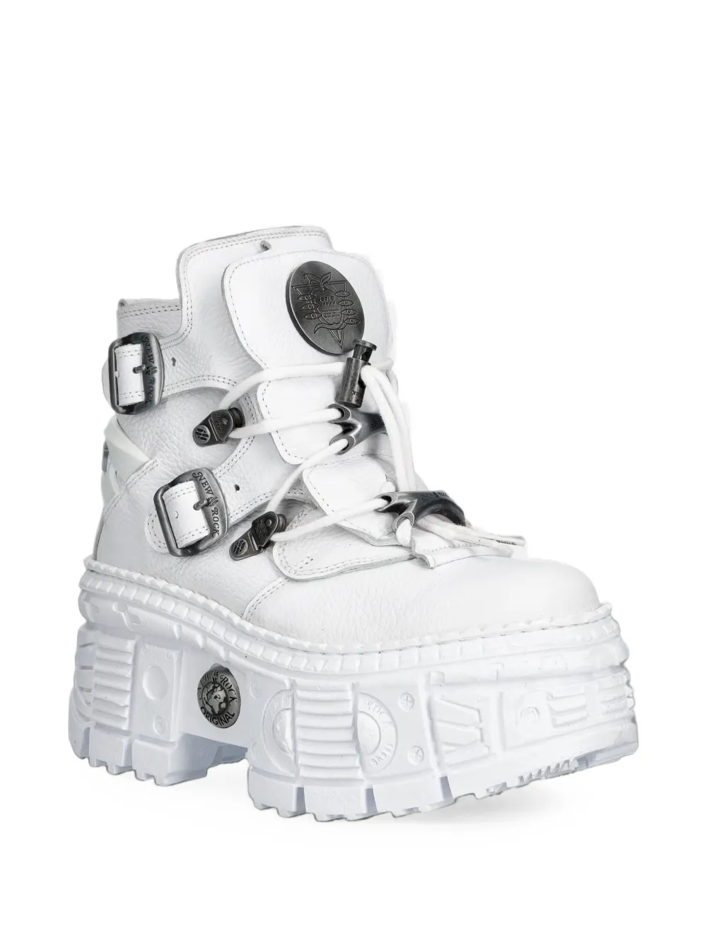 NEW ROCK M-WALL052-CEV161 buckle-fastening platform boots Wit