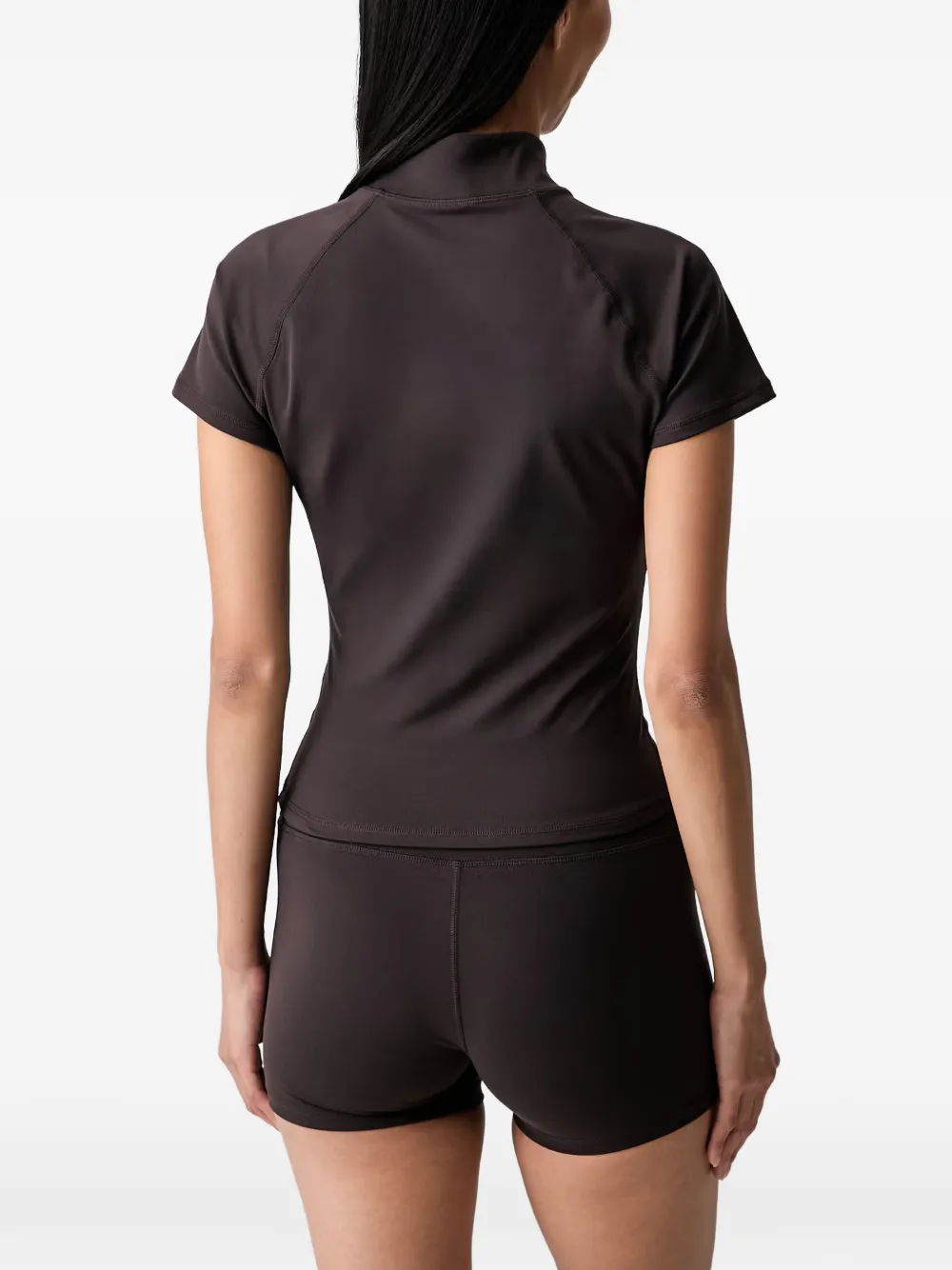 Sporty & Rich T-shirt met raglan mouwen en kwartrits Bruin