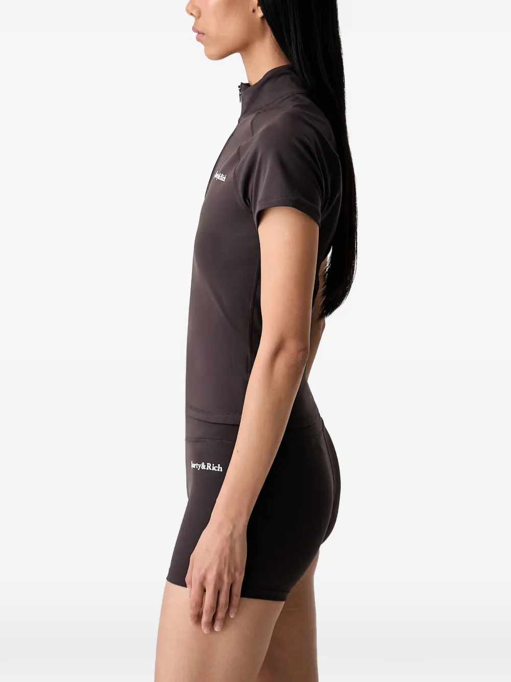 Sporty & Rich T-shirt met raglan mouwen en kwartrits Bruin