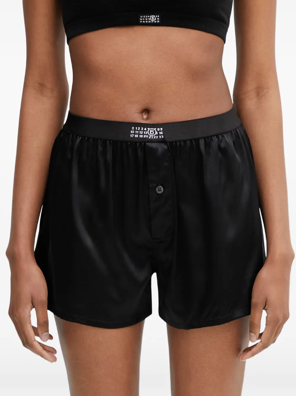 MM6 Maison Margiela logo-patch button-front pajamas - Nero