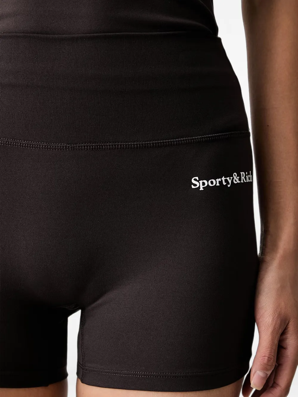 Sporty & Rich Serif fietsshorts met logo-print Bruin