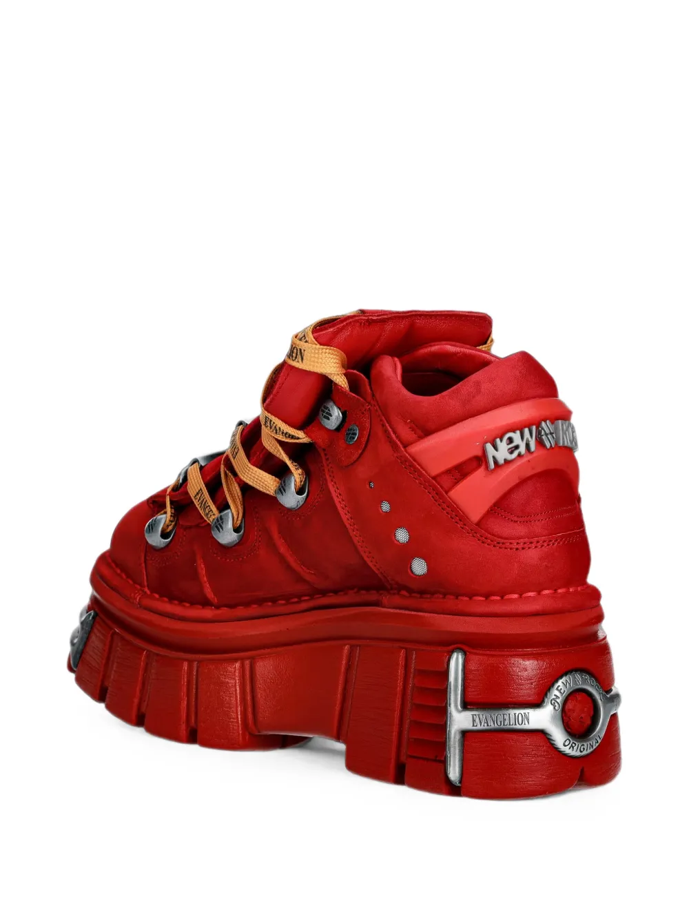 NEW ROCK panelled platform boots Rood