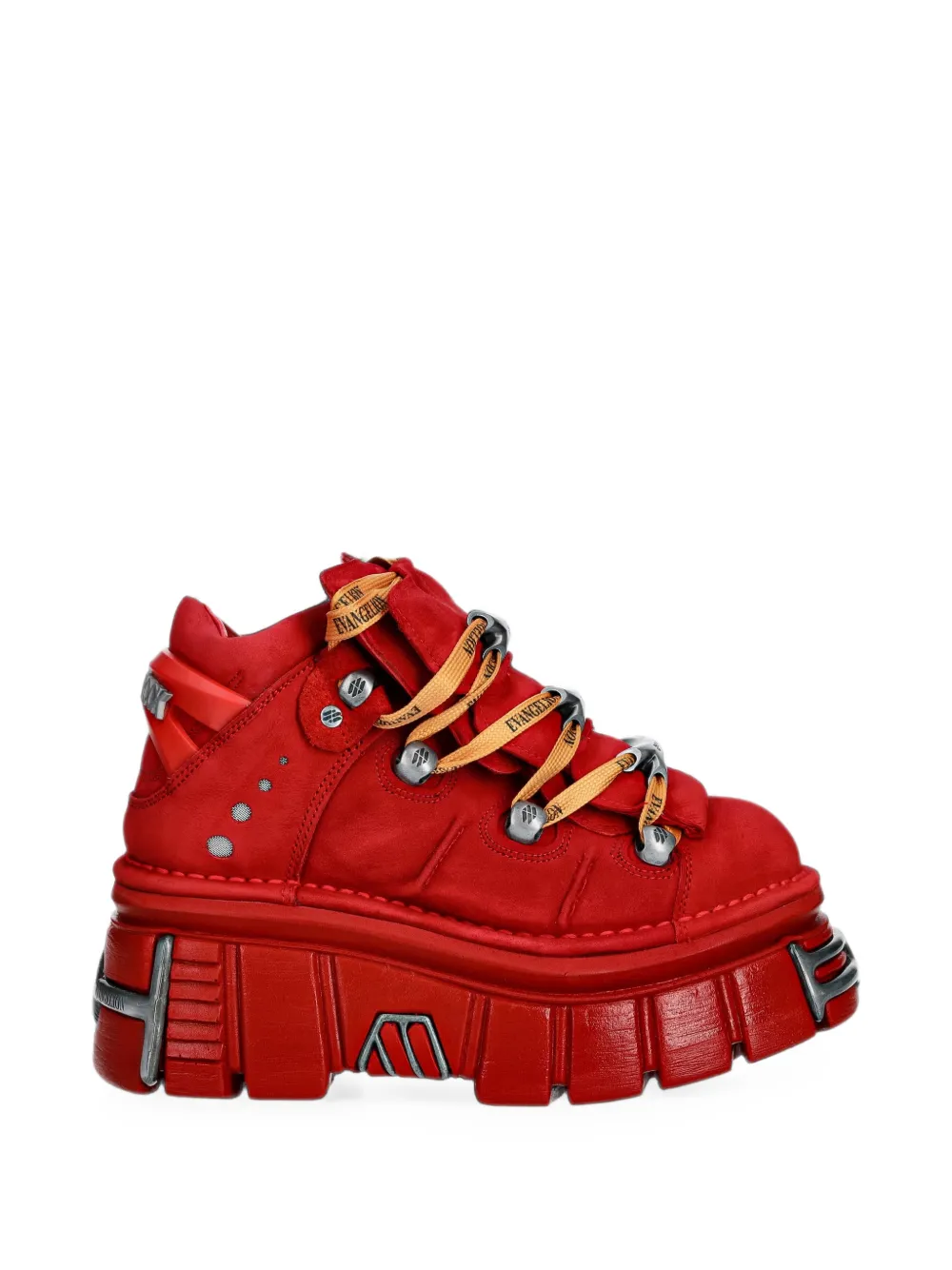 NEW ROCK panelled platform boots Rood