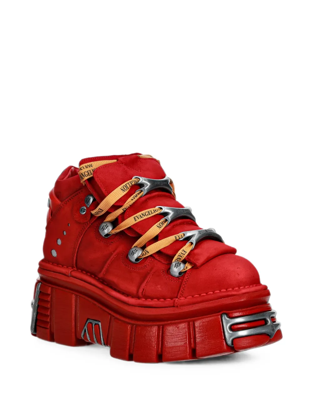 NEW ROCK panelled platform boots Rood