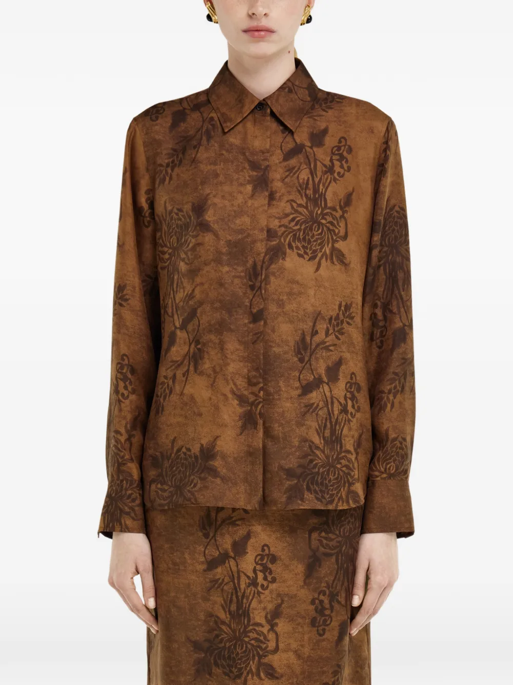 Ferragamo Zijden blouse Bruin