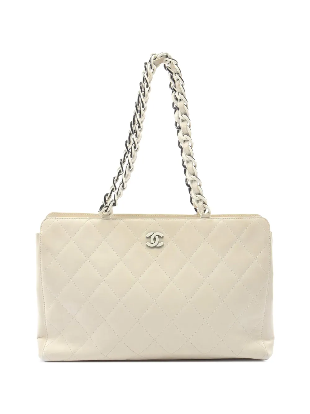 CHANEL Pre-Owned 2000-2002 CC Quilted Calfskin tote bag - Bianco