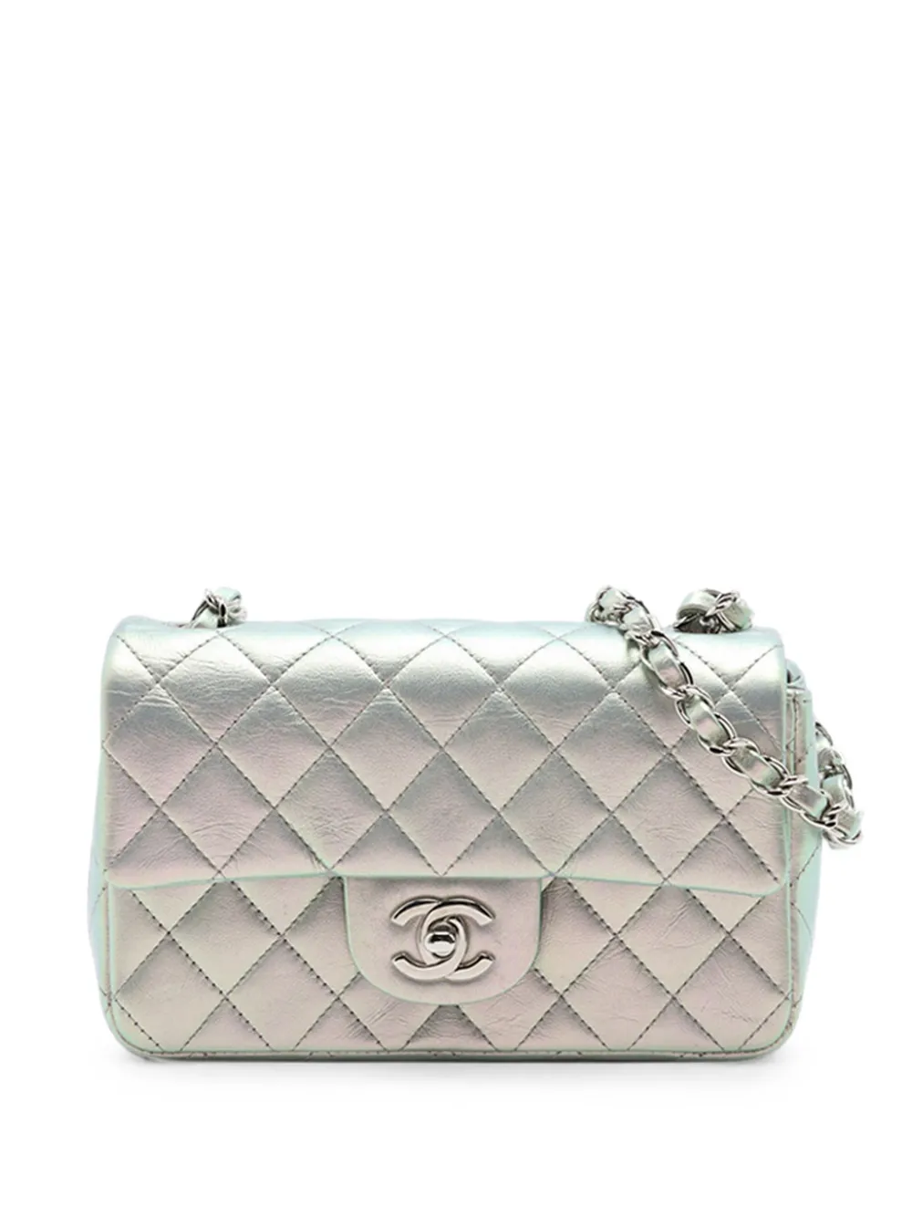 CHANEL Pre-Owned 2021-2026 Mini Rectangular Classic Iridescent Calfskin Single Flap crossbody bag - Silber