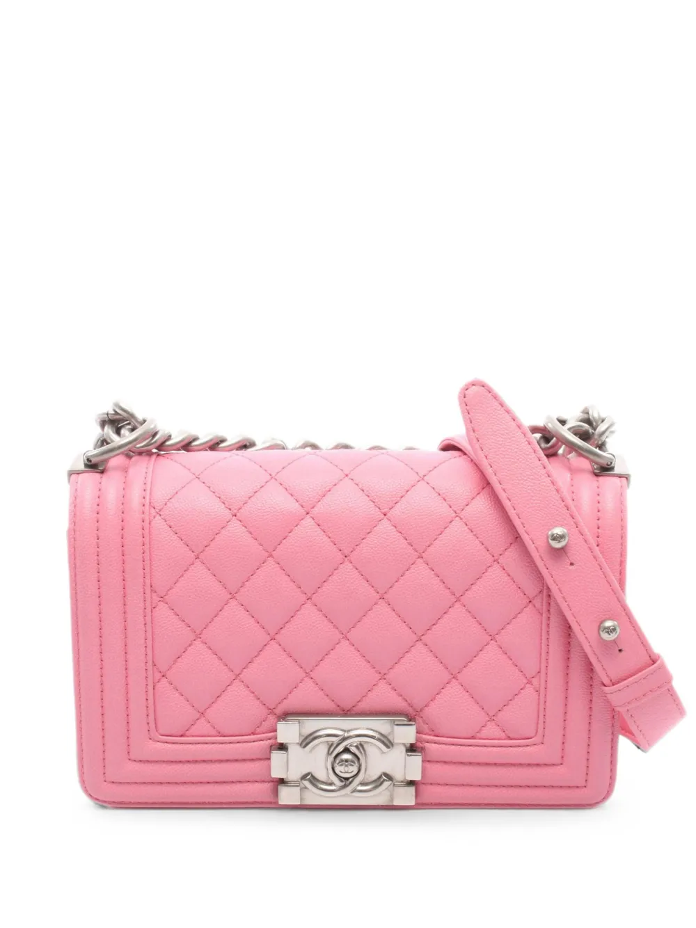 CHANEL Pre-Owned 2021-2026 Small Quilted Caviar Boy Flap crossbody bag - Rosa