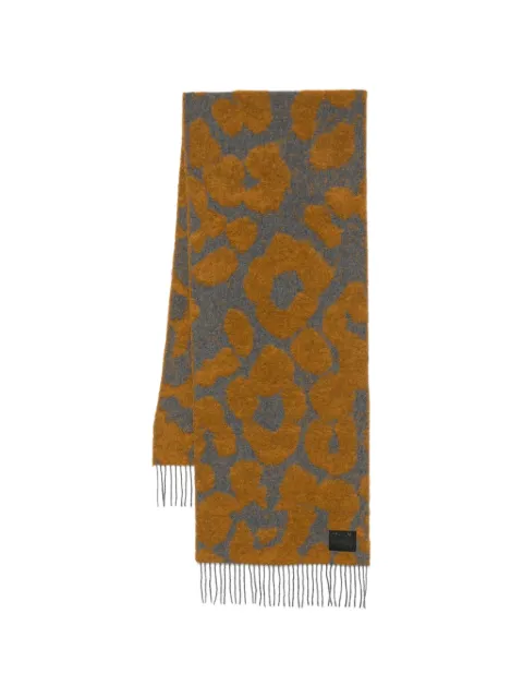 Paul Smith leopard-pattern fringed scarf