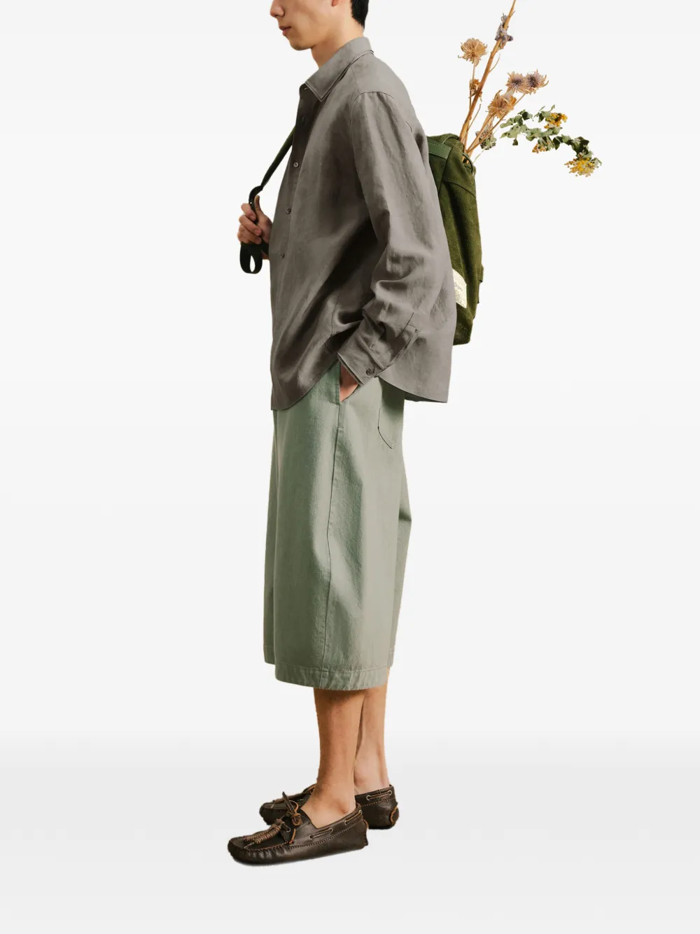 CROQUIS Cropped jeans met gewelfde pijpen Groen