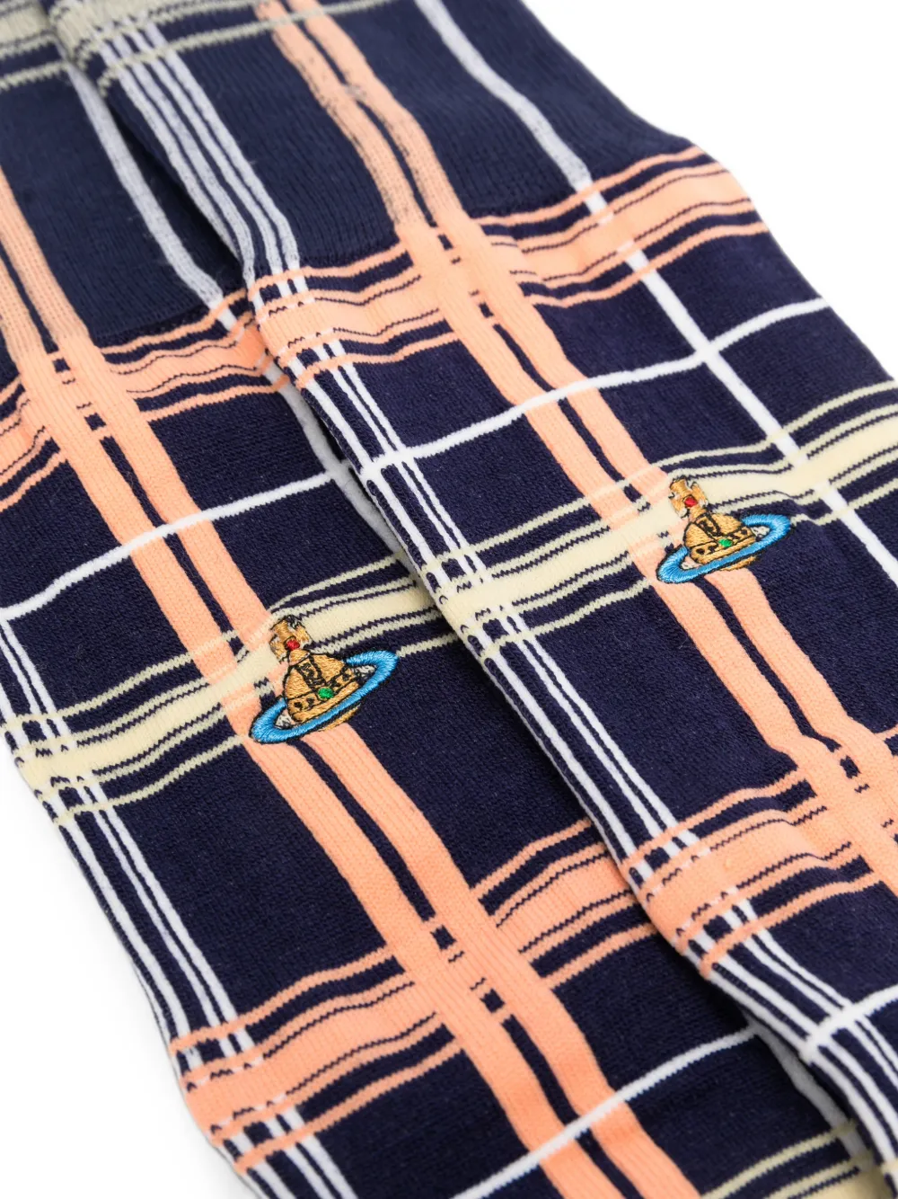 Vivienne Westwood Geruite sokken met Orb-borduurwerk Blauw