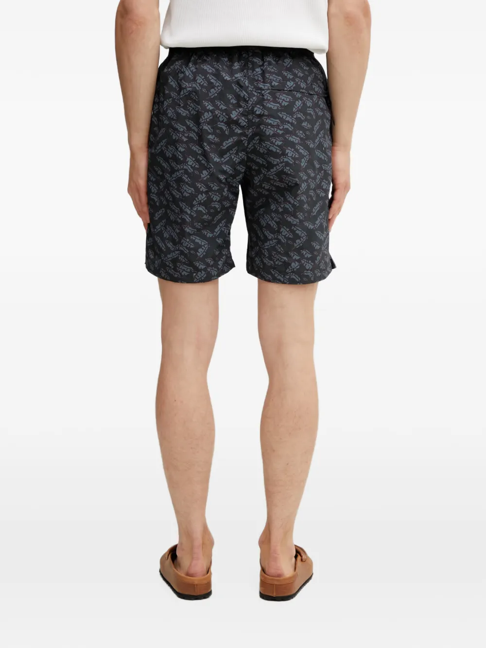 Gramicci Shorts met bladerprint en ceintuur Zwart
