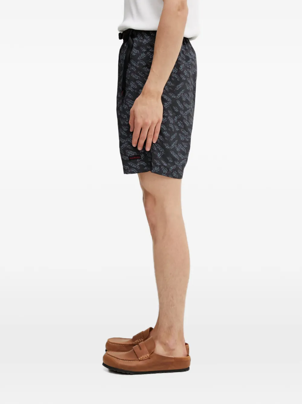 Gramicci Shorts met bladerprint en ceintuur Zwart
