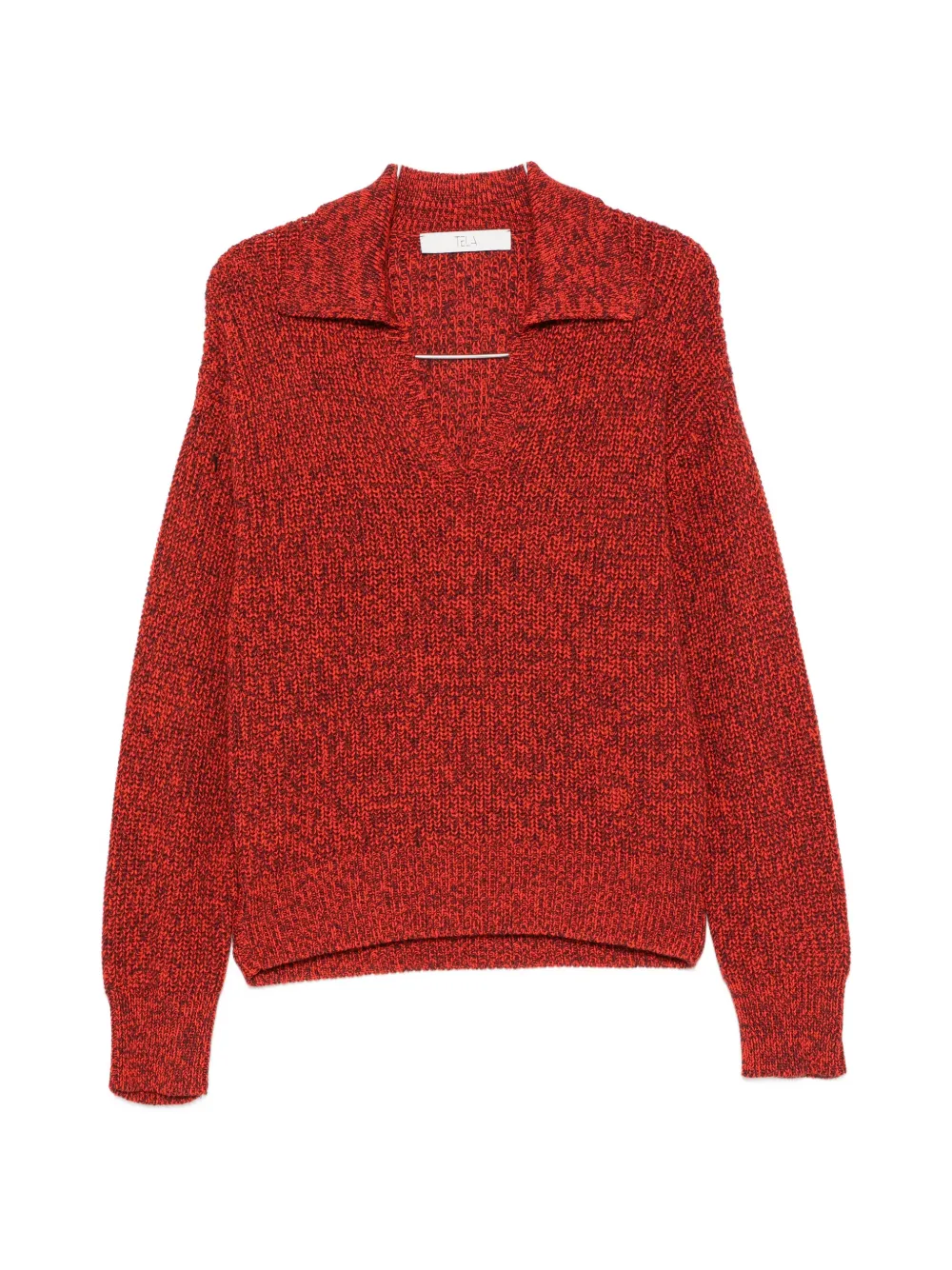 Tela Beni marl-knit V-neck sweater - Rot