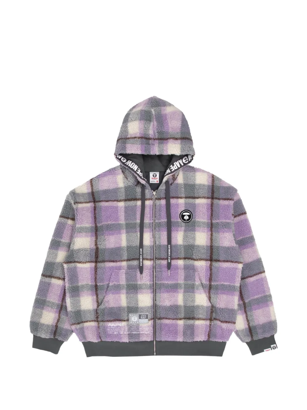 AAPE BY *A BATHING APE® Moonface plaid fleece hoodie · S