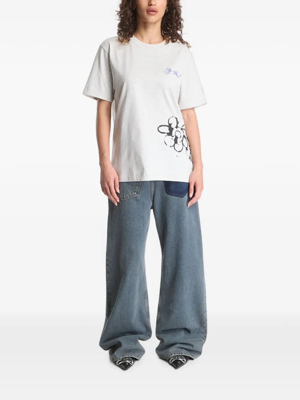 Off-White Arrows T-shirt met metalen bloemen Grijs