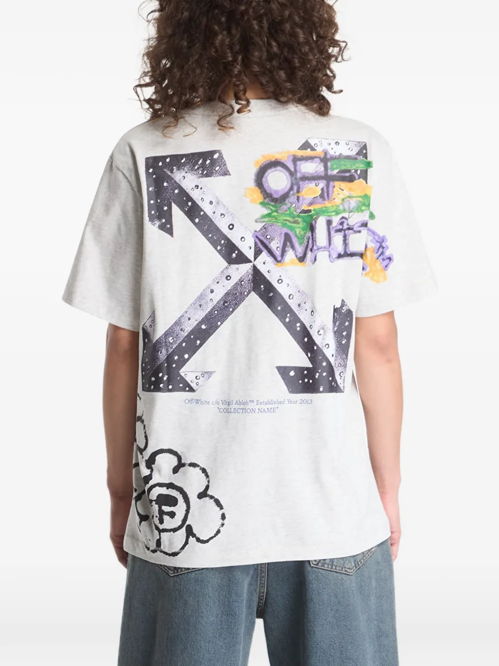 Off-White Arrows T-shirt met metalen bloemen Grijs