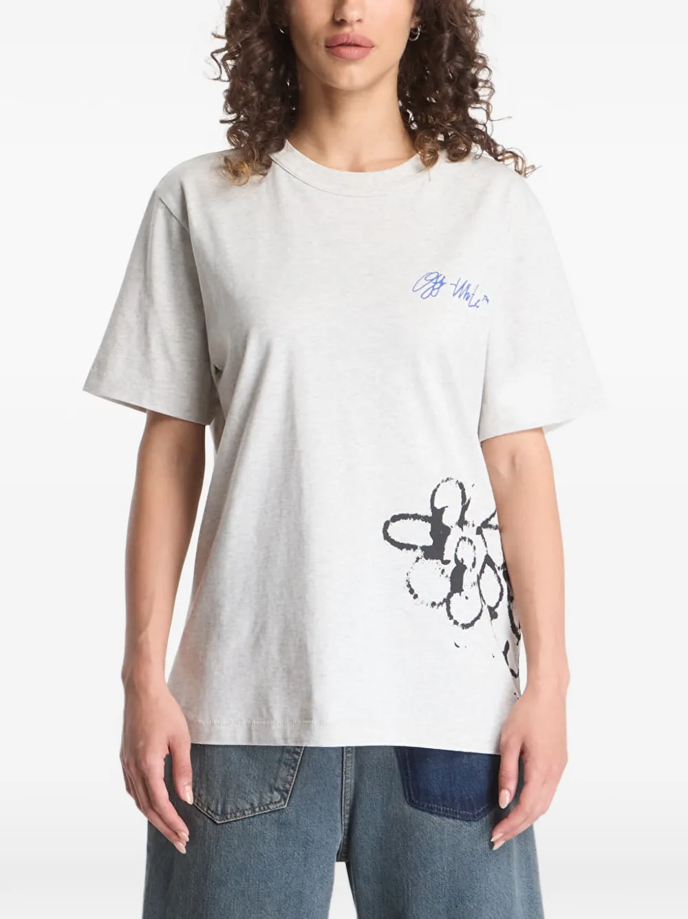 Off-White Arrows T-shirt met metalen bloemen Grijs