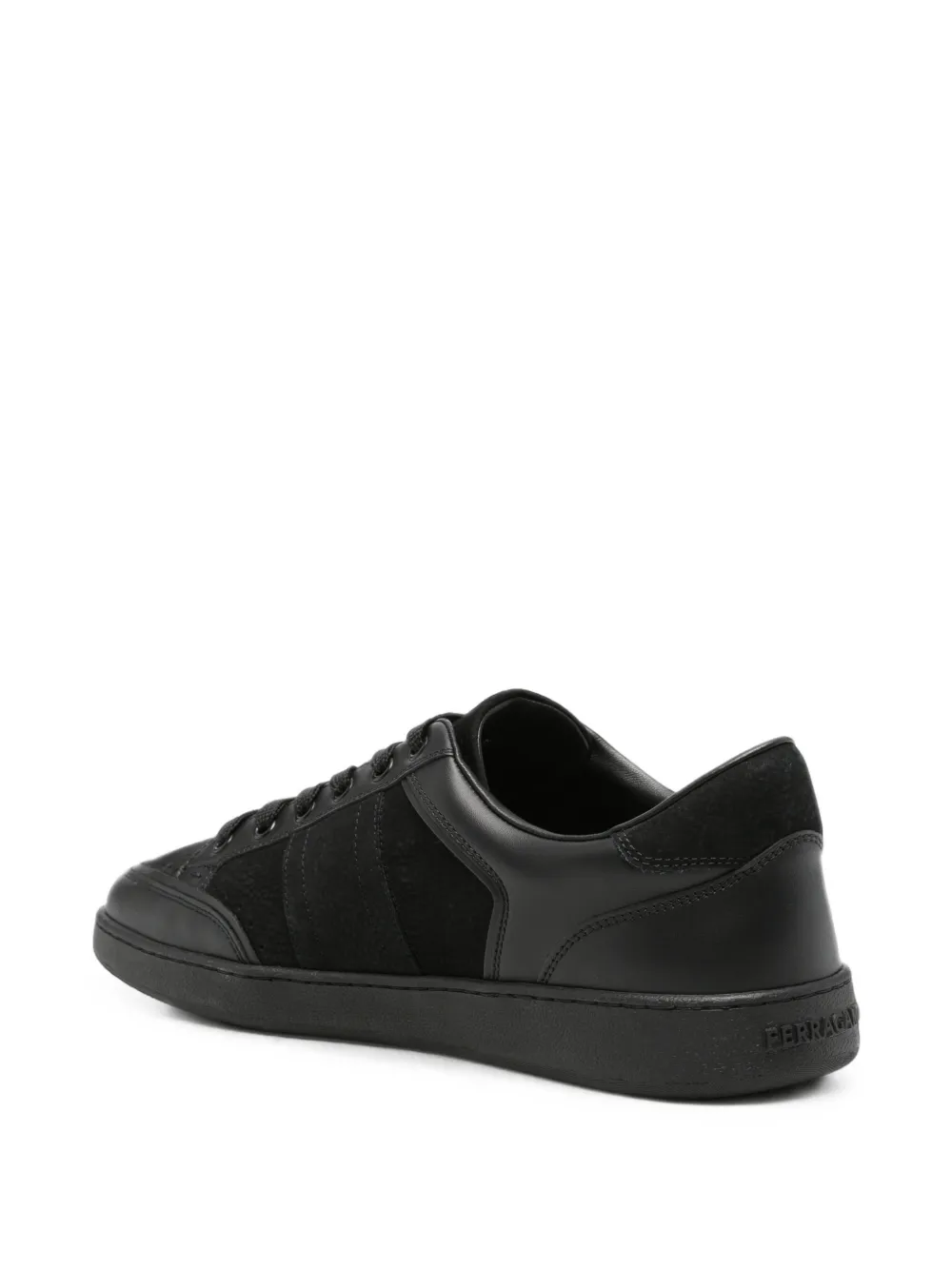 Ferragamo Gancini leren sneakers met vlakken Zwart