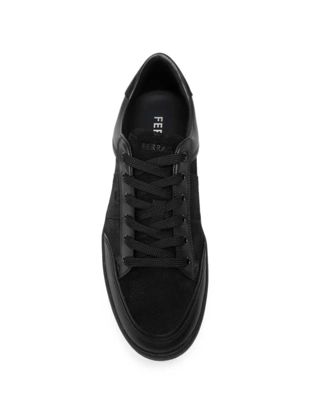 Ferragamo Gancini leren sneakers met vlakken Zwart