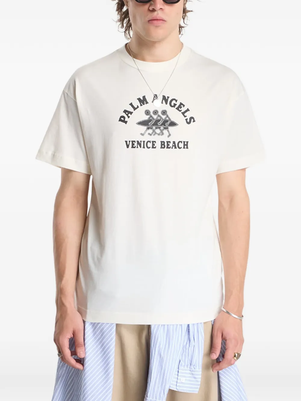 Palm Angels T-shirt met print Beige