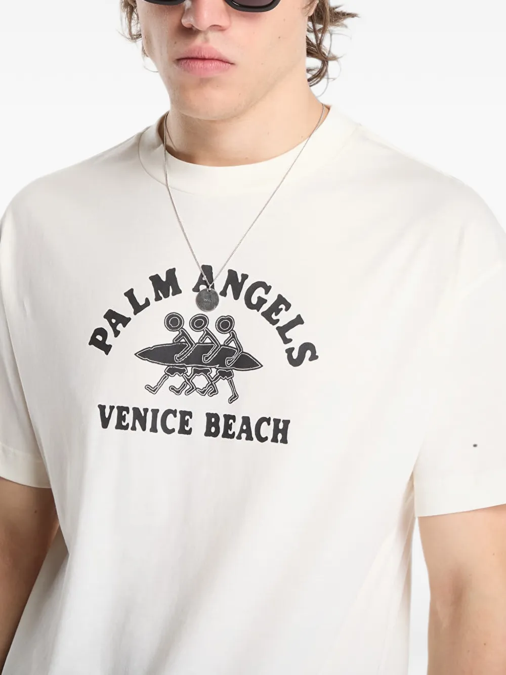 Palm Angels T-shirt met print Beige