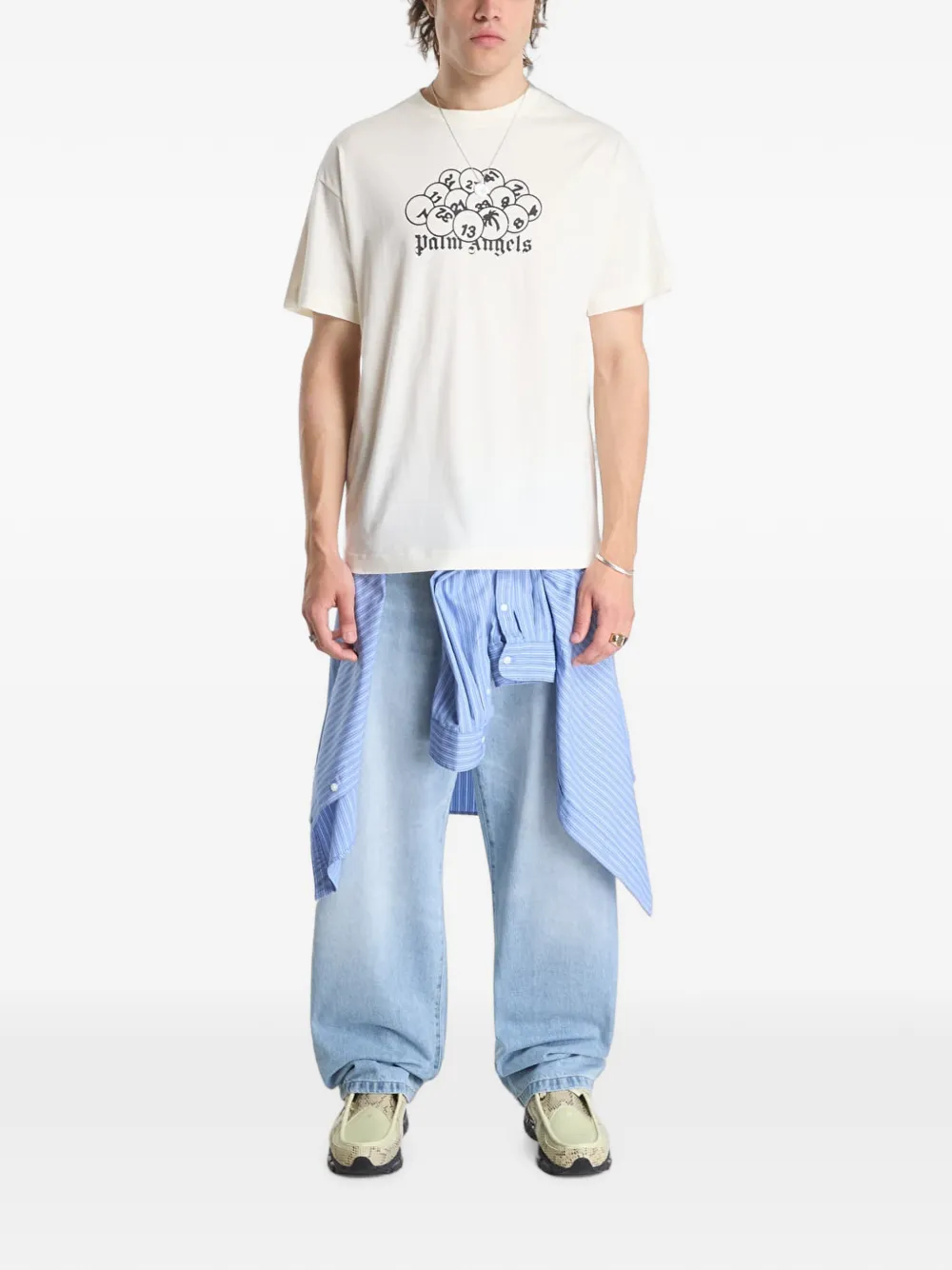 Palm Angels Pa Pool T-shirt met grafische print Beige