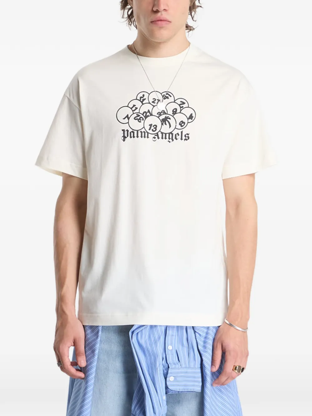 Palm Angels Pa Pool T-shirt met grafische print Beige