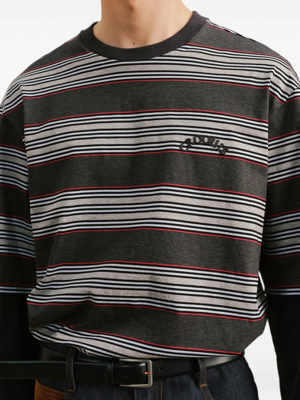 CROQUIS Gestreept gelaagd T-shirt Grijs