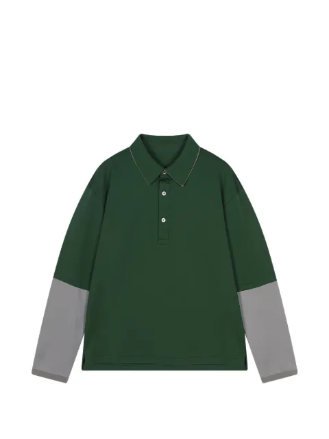CROQUIS mock-layer long-sleeve polo shirt